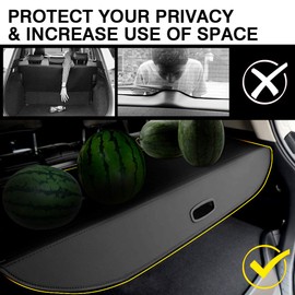 Powerty Cargo Cover Retractable Rear Trunk Security Cover Shielding Shade for Subaru Forester 2009 2010 2011 2012 2013 Black No Gap（FIT with Manual Rear GATE