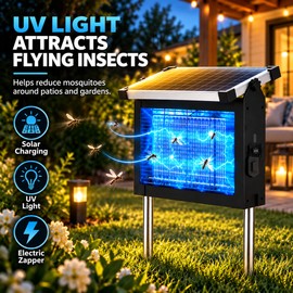 Solar Bug Zapper for Outdoor Use – 4500V Waterproof Mosquito Lamp for Garden, Patio & Camping