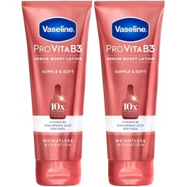 Vaseline Loción, Pro VitaB3 Serum-Boost, flexible y suave, paquete de 2 – Hidratación sin peso con niacinamida, ácido hialurónico y péptidos, 7.5 oz Ea