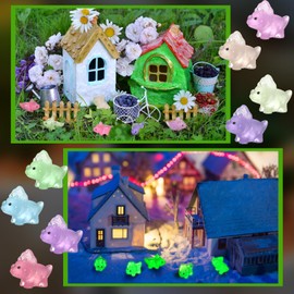 Liliful 48 Pcs Mini Resin Dinosaur Figures Small LuminousTiny Dinosaur for Mini Garden Micro Landscape Aquarium Home Decoration Outdoor Party Favors