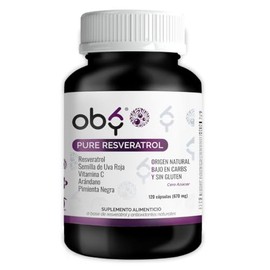 Oby Resveratrol Puro 120 Capsulas | 1300 mg porcion de Antioxidantes: Trans-Resveratrol al 98%, Semilla de Uva Roja, Arándano, Pimienta Negra y Vitamina C | 100% Vegano