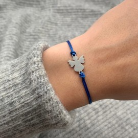 Schutzengel Armband | Glücksbringer Armkettchen mit Engel Schutzengelchen | Armbändchen Geschenk Freundschaftsband (Blau)