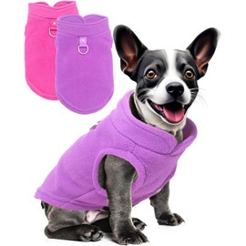 2 Pack Fleece Warm and Soft Winter Jumpers for Small Dogs and Cats(Purple+Rose, M)