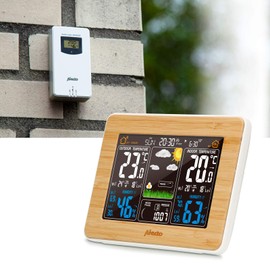 Alecto WS-1560 Wireless Weather Station with Colour Display and Outdoor Sensor, Indoor and Outdoor Temperature, Humidity, Barometer, Animated Weather Forecast, Wood