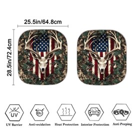 SEANATIVE Deer US Flag Windshield Sun Shade for Women Car Sunshade Protector Foldable Sun Blocker Universal Fit Car SUV Truck