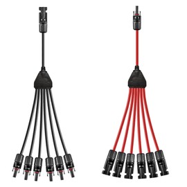 WOODGUILIN Solar Cable Y Splitter 1 to 6 Y Cable Solar Panel 6 mm² Y Solar Cable Plug Photovoltaic Cable Y Plug, 1Y6 Plug 1 Pair for Solar System Solar Panels (Y Solar 1-6)