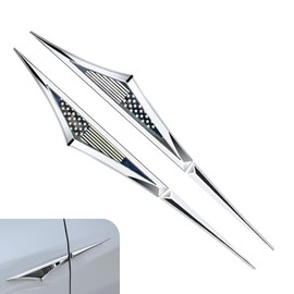 Diamall 2 PCS 3D Car Side Doors Wing Emblem Badge Stickers, Zinc Alloy Fender Side Doors Emblem Badge, Self-Adhesive American Flag Pattern, Universal Sport Exterior Accessories for Most Cars (Carbon)