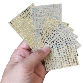 14 PCS Letter Stickers, Alphabet Sticker Gold Number Sticker, Mini Metal Alphabet Letter Stickers for Epoxy Resin Lartisanate, Scrapbooking Supplies TU