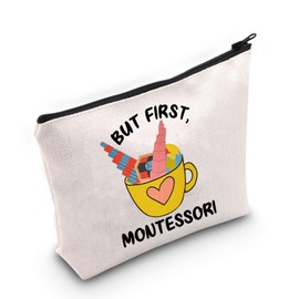 JNIAP Montessori Gift But First Montessori Cosmetic Bag Montessori Teacher Gift (But First Mon Bag)