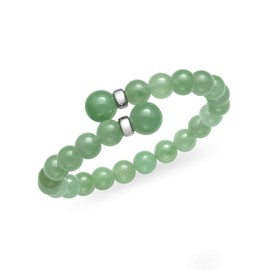 Sterling Silver Natural Jade Cuff Wrap Bracelet for Women