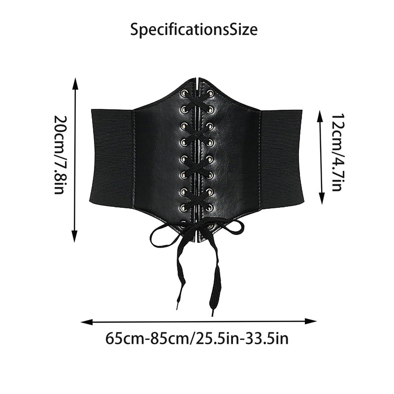 Pieces Corset Women's Black Elastic Corset Belt, black