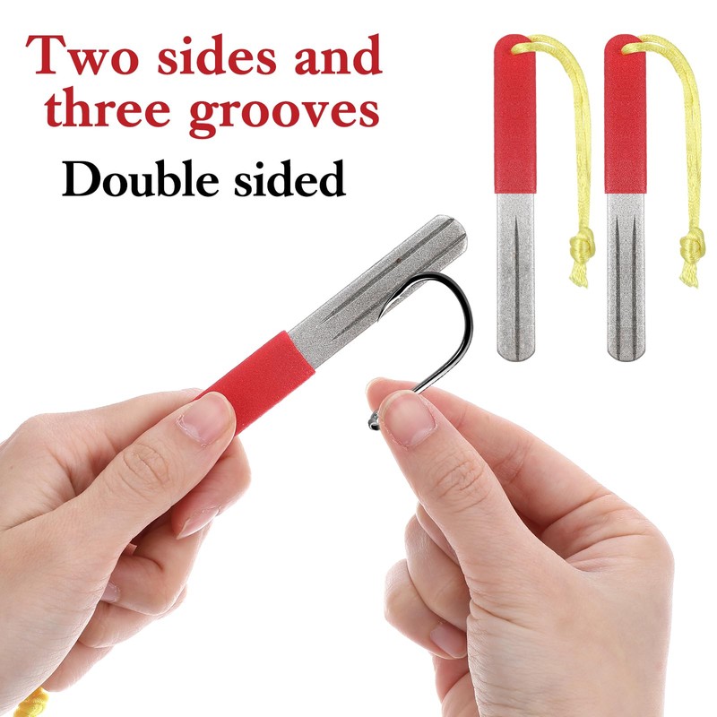 QfwdfcTrenz 2-Piece Fish Hook Sharpeners Set, Double Sided Diamond File,