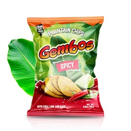 Gembos Plantain Chips - Spicy Chile Lime & Salt Flavor, Delicious Vegan Snack Foods, Platanitos chips, Perfect for Healthy Snacking, Crunchy Snack Pack, 5.29 Oz, 12-Pack