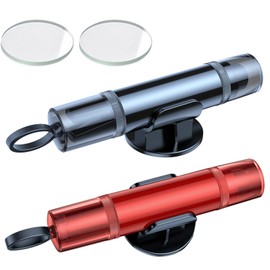 2-Pack Emergency Car Window Breaker & Seatbelt Cutter - Life Hammer with Holders & Test Glass | Tungsten Steel Tip, Underwater Use (Red/Black)