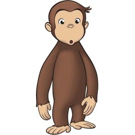 WiggleWalls 9 in Curious George Decal Astonished Monkey Removable Peel Self Stick Vinyl Wall