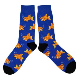 SockFly Goldfish Dress Socks Funny Novelty Crazy Fun Design Men Size 8-12 Cotton Casual Crew Colorful Funky Fancy Socks Gift for Men