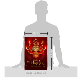 Ornament Collection Diwali Home Banner Patio Porch Lawn Garden Flag Pole Room Decoration Indoor Small Outdoor Yard Indian Festival of Lights India Happy Deepawali Sign Religious Hinduism, Made in USA