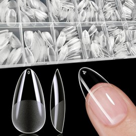 600 Pieces Medium Almond Nail Tips for Gel Nails 12 Sizes Nail Tips Almond Soft Gel Press On Nails Almond Pre-Shaped Full Cover Nail Tips Soft Gel Tips Artificial Nail for Nail Art DIY