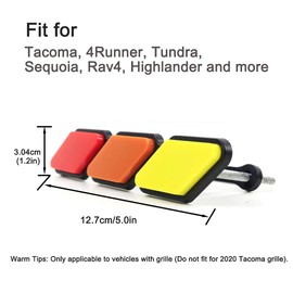 1Set Tri-Color Grille Insert Trims,HUAPX Acrylic Tri-Color Grille Badge Emblems Compatible with Toyota Tacoma 4Runner Tundra Sequoia Rav4 Highlander GV Car Decoration Accessories (Yellow-Orange-Red)