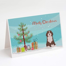 Bernedoodle #2 Christmas Tree Greeting Cards and Envelopes Pack of 8