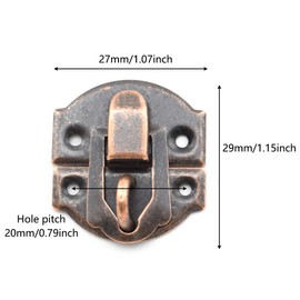 SDTC Tech 8-Pack Antique Decorative Hasp Retro Jewelry Box Latch with Matching Screws for Cabinet Drawer Wooden Crafts - Red Bronze
