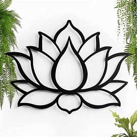 keluly Metallic Decoration Floating Wall Sculpture with Shadow Made of Steel. (21 x 15 cm, Lotus Flower)