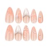 Stiletto Press on Nails French Tip Fake Nails with Rhinestones