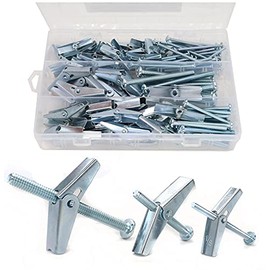cSeao 64 Pieces Heavy Duty Drywall Mirror Hanging Towel TV Mount Toggle Bolts Anchors Assortment Kit 1/8-2", 3/16-2", 1/4-3" Zinc Plated, for Drywall Hanging