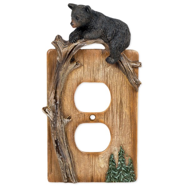 Slifka Sales Co. Bear on Tree Limb Electrical Outlet Resin Cover Plate