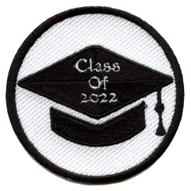 Class Of 2022 Script In Graduation Cap Round Embroidered Iron On Patch