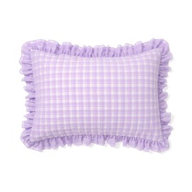 Francfranc Sheer Check Ruffle Pillow Cover 70x50cm Purple New Life Bedding