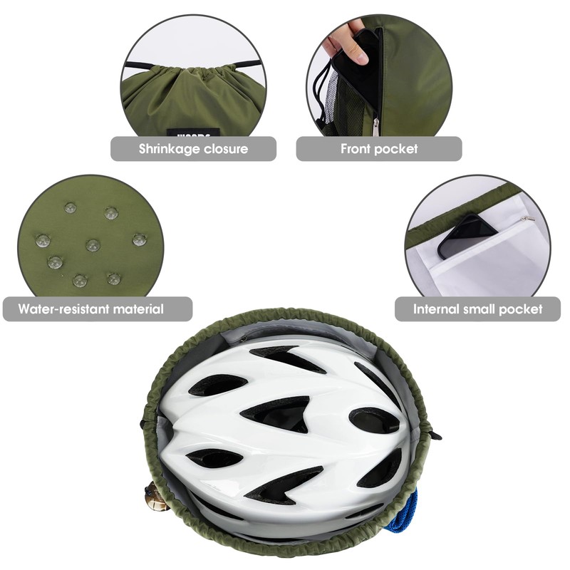 WANDF Drawstring Backpack Sports Gym Sackpack with Mesh Pockets Water