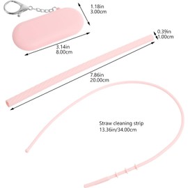 Levemolo 1juego Pajillas Reutilizables Plegables de Silicona con Estuche Portátil y Limpiador Kit para Viaje con Llavero Accesorio Práctico para Bebidas