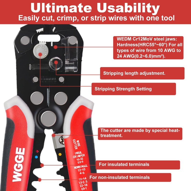 WGGE WG-014 Self-Adjusting Insulation Wire Stripper. For stripping wire from