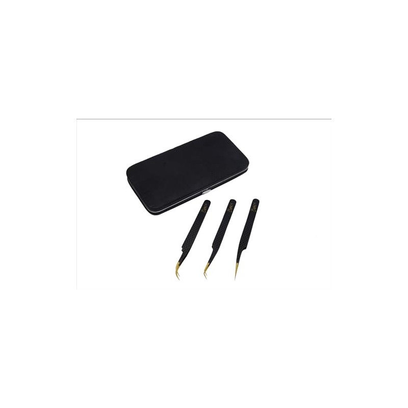 GLAMSA Set of 3 Premium Tweezers with Magnetic Case -