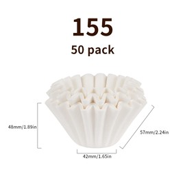 watchget 1-2Cup Wave Paper Filter 50 Count Basket Coffee Filter Paper Compatible with Flat Bottom Dripper 155 Series, Single Serve Coffee Pot, Pour Over and Drip Coffee Makers, White