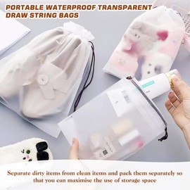 12 PCS Shoe Bags Drawstring Bags,Shoe Storage Bags, Portable Waterproof Transparent Draw String Bags for Clothes Toys Shoes and Socks Storage