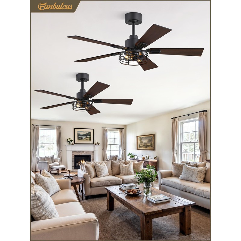 Fanbulous 2 Pack Farmhouse 42 Ceiling Fans with Lights, Black