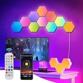 UanTii Smart Hexagonal Lamp,Bluetooth RGBIC LED Panel Light Smart Night Light Gaming Light with Bluetooth App Control (10)