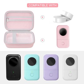 Supmay Hard Carrying Case for Phomemo D30 Label Maker Machine, Portable Bluetooth Mini Label Printer Protection Case with Mesh Pocket for Label Tape, Charging Cord, Pink