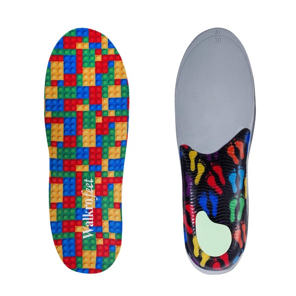 Walkrofeet Kids Medium Arch Orthotics Low and Comfort Metatarsal Pad