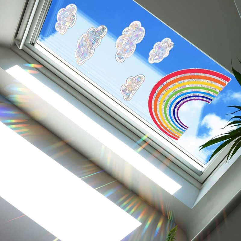 1 x Rainbow Window Stickers Rainbow Window Pictures White Clouds