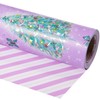 LeZakaa Reversible Christmas Wrapping Paper Roll - Christmas Tree, Pink