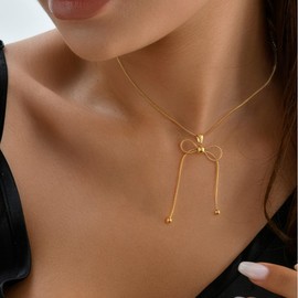 BAYLAY Gold Necklace for Women - Bow Necklace 18K Gold Necklace Dainty Bow Pendant Choker Chain Necklace Snake Chain Bow Necklace Gold Necklaces for Women Trendy Jewelry Gifts