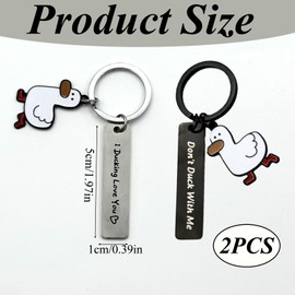 klahh 2PCS Cartoon Duck Keychain I DUCKING LOVE YOU Metal Duck Lovers Gift for Duck Lover birthday holidays Black+White