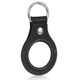 CHURYUML Genuine Leather Coin Holder Keychain for AA Medallions Recovery Chip with Double Sides Display Fits Sobriety Coin Sober Affirmation Token and Airtag - Black Coin Storage Holder Keychain