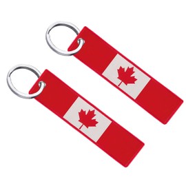 2PCS Canada Embroidered Flag Keychain,Embroider Canadian Maple Leaf Tag Keyring Key Chain for Car Motorcycle Auto