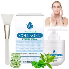 Luxuriöse Kollagenstraffungscreme Straffende Körpercreme Collagen Creme Spendet Der Haut Feuchtigkeit Collagen Body Moisturizer 100g 1 Flasche und Maskenpinsel Weiß 1 Stück
