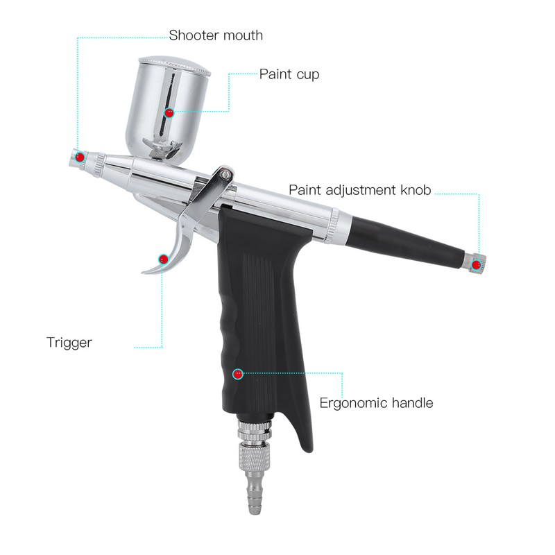 Airbrush 0.3mm Caliber Side Pot Single Action Set Art Supplies
