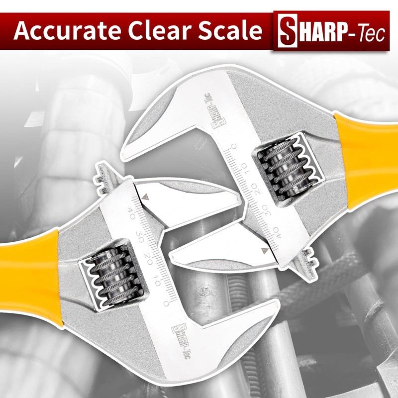 Sharp-tec 8 inch Adjustable Spanner, 44mm Wide Jaw Opening Adjustable